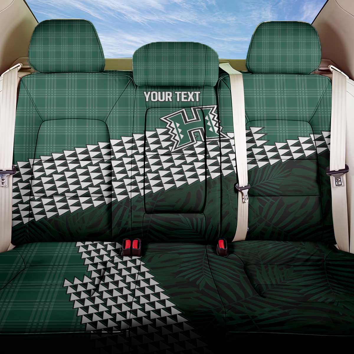 Rainbow Warriors Hawaii Personalized Palaka Back Car Seat Cover - Polynesian Pride
