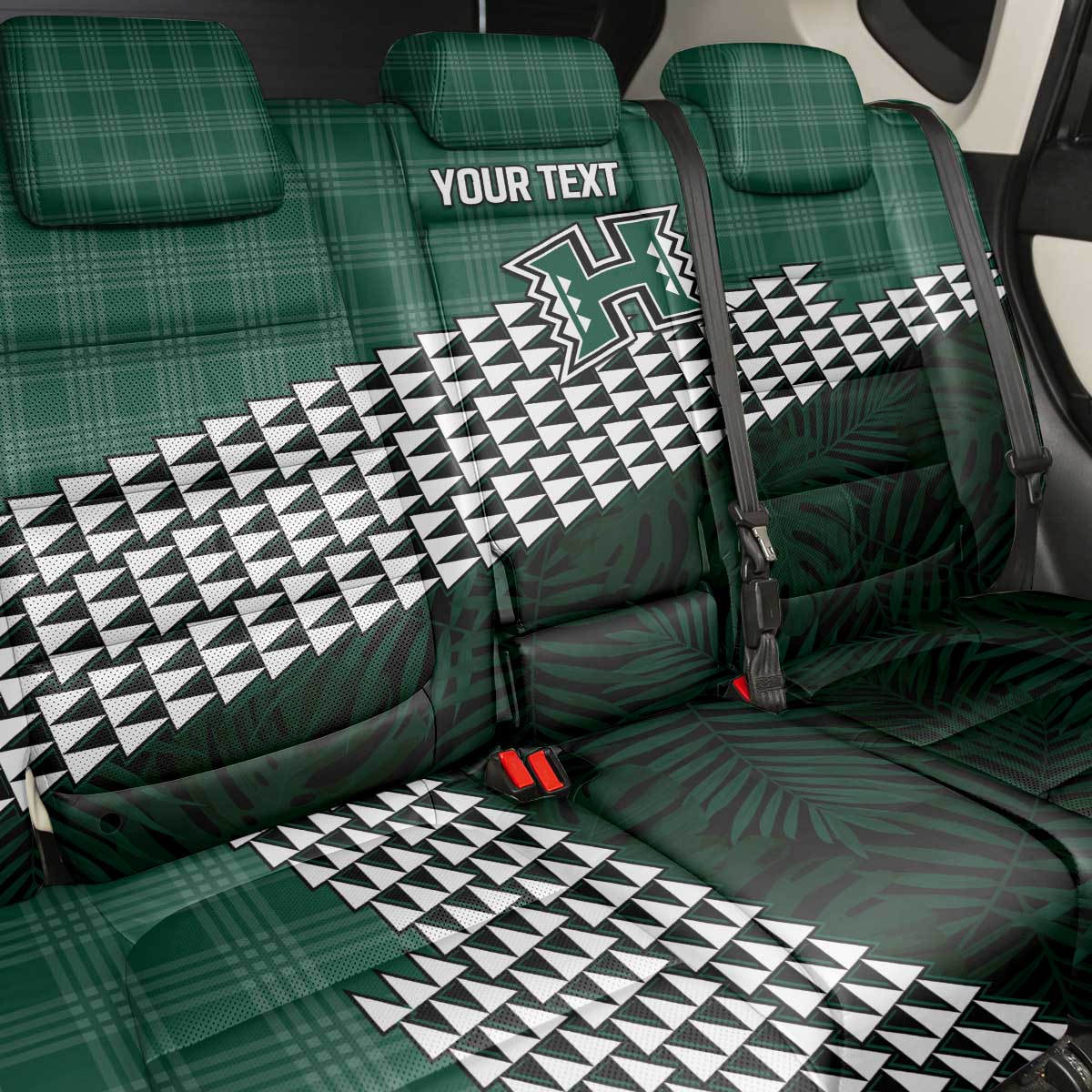 Rainbow Warriors Hawaii Personalized Palaka Back Car Seat Cover - Polynesian Pride