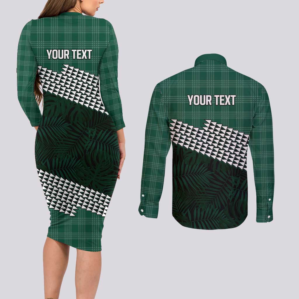 Rainbow Warriors Hawaii Personalized Palaka Couples Matching Long Sleeve Bodycon Dress and Long Sleeve Button Shirt - Polynesian Pride