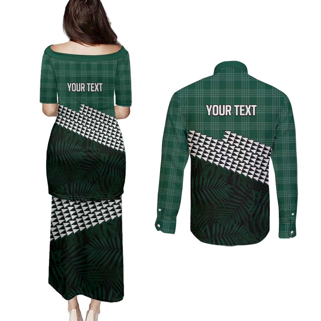 Rainbow Warriors Hawaii Personalized Palaka Couples Matching Puletasi and Long Sleeve Button Shirt - Polynesian Pride