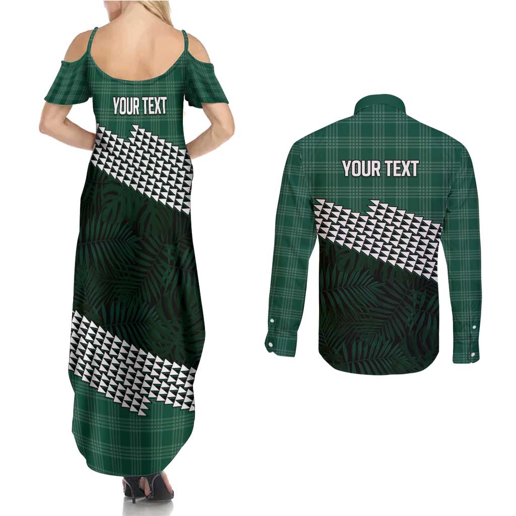 Rainbow Warriors Hawaii Personalized Palaka Couples Matching Summer Maxi Dress and Long Sleeve Button Shirt - Polynesian Pride