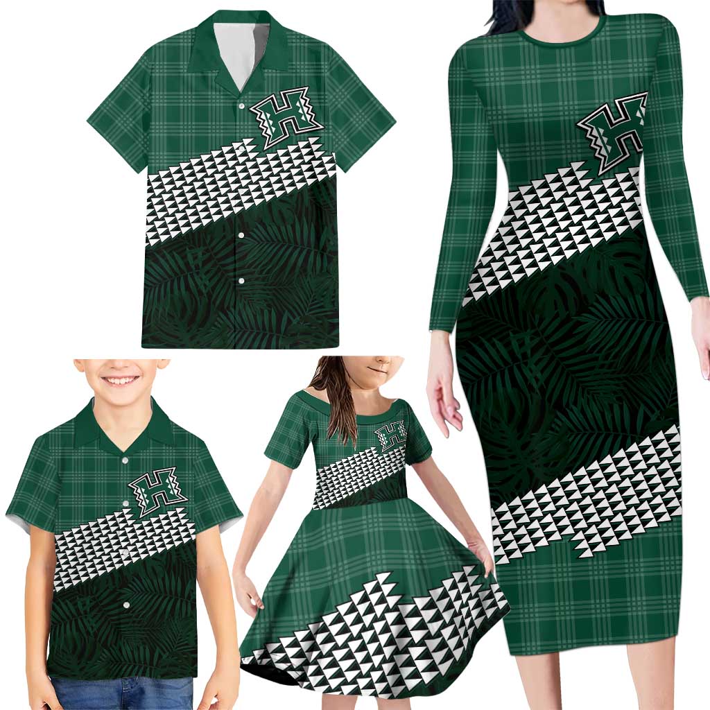 Rainbow Warriors Hawaii Personalized Palaka Family Matching Long Sleeve Bodycon Dress and Hawaiian Shirt LT7 - Polynesian Pride