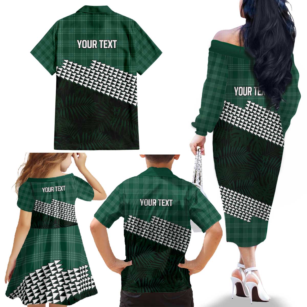 Rainbow Warriors Hawaii Personalized Palaka Family Matching Off The Shoulder Long Sleeve Dress and Hawaiian Shirt - Polynesian Pride