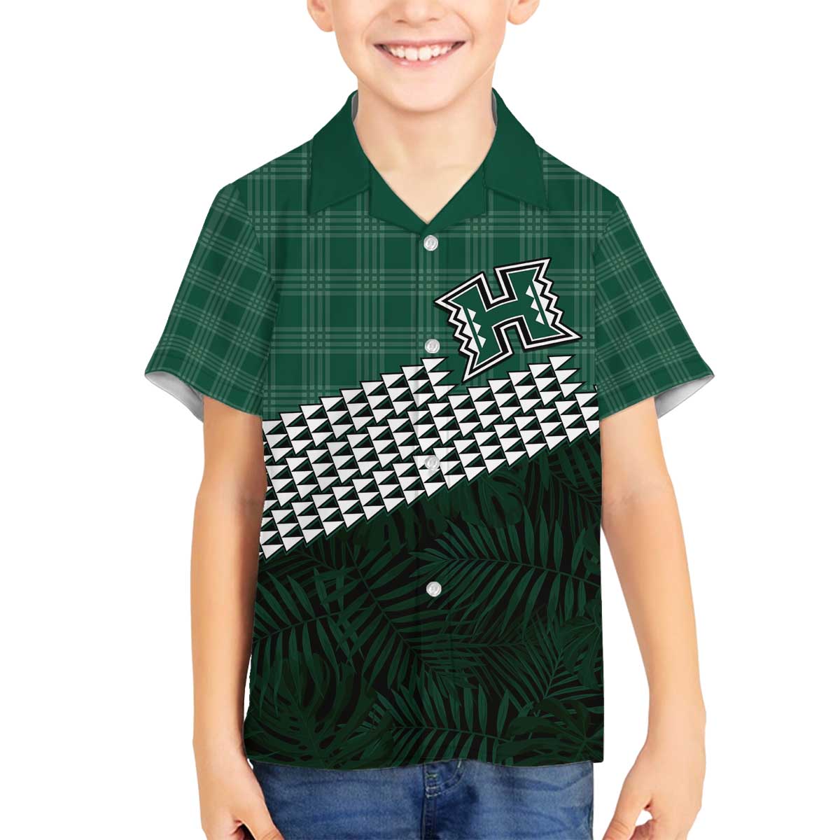 Rainbow Warriors Hawaii Personalized Palaka Family Matching Off The Shoulder Long Sleeve Dress and Hawaiian Shirt - Polynesian Pride