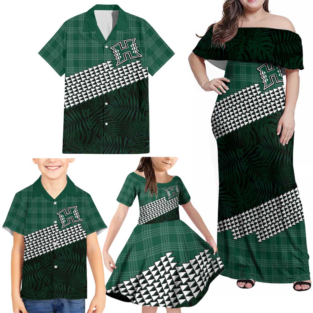 Rainbow Warriors Hawaii Personalized Palaka Family Matching Off Shoulder Maxi Dress and Hawaiian Shirt LT7 - Polynesian Pride