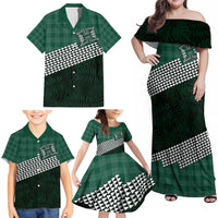 Rainbow Warriors Hawaii Personalized Palaka Family Matching Off Shoulder Maxi Dress and Hawaiian Shirt - Polynesian Pride