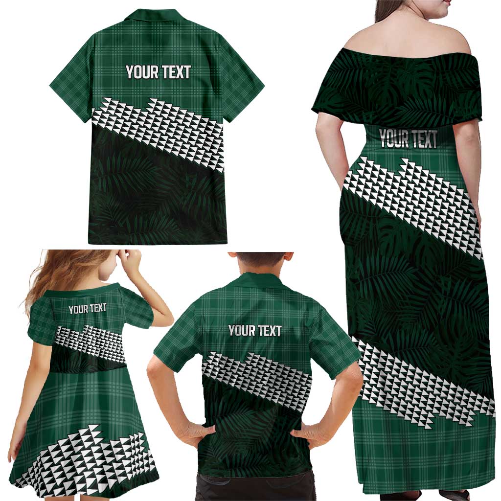Rainbow Warriors Hawaii Personalized Palaka Family Matching Off Shoulder Maxi Dress and Hawaiian Shirt - Polynesian Pride