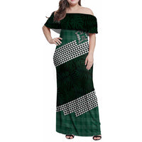 Rainbow Warriors Hawaii Personalized Palaka Family Matching Off Shoulder Maxi Dress and Hawaiian Shirt - Polynesian Pride