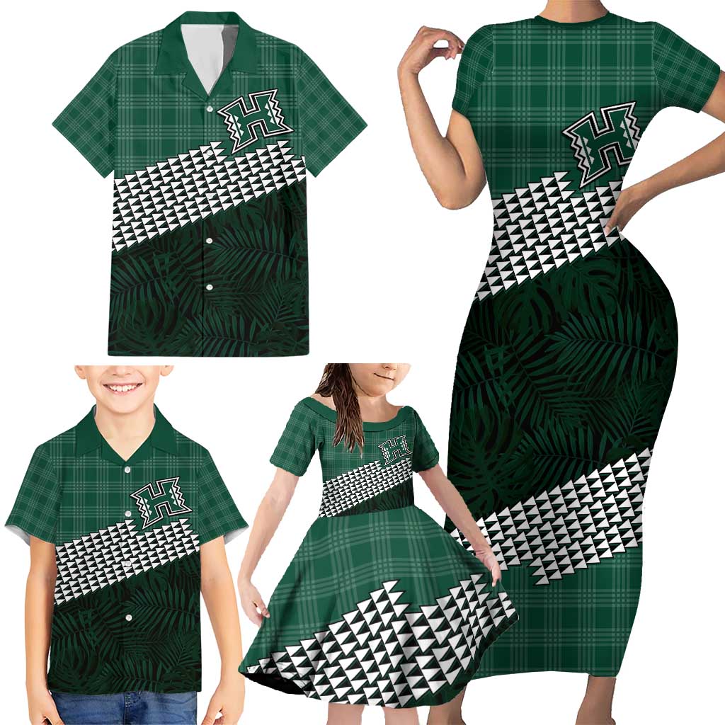 Rainbow Warriors Hawaii Personalized Palaka Family Matching Short Sleeve Bodycon Dress and Hawaiian Shirt - Polynesian Pride