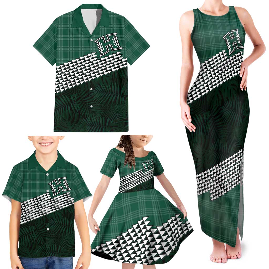 Rainbow Warriors Hawaii Personalized Palaka Family Matching Tank Maxi Dress and Hawaiian Shirt LT7 - Polynesian Pride