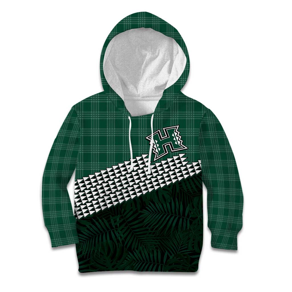 Rainbow Warriors Hawaii Personalized Palaka Kid Hoodie LT7 Hoodie Green - Polynesian Pride
