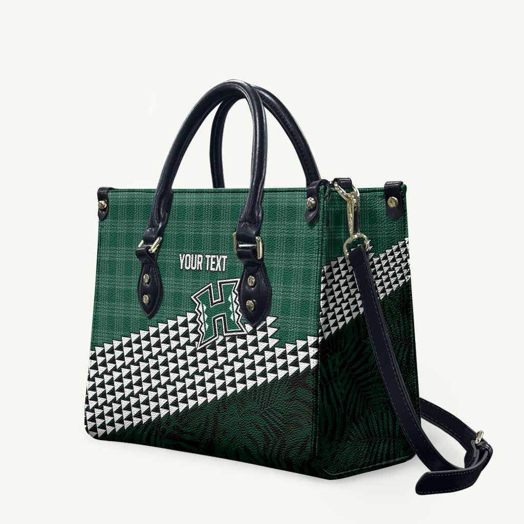 Rainbow Warriors Hawaii Personalized Palaka Leather Bag LT7 Green - Polynesian Pride