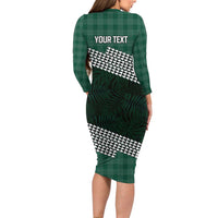 Rainbow Warriors Hawaii Personalized Palaka Long Sleeve Bodycon Dress - Polynesian Pride