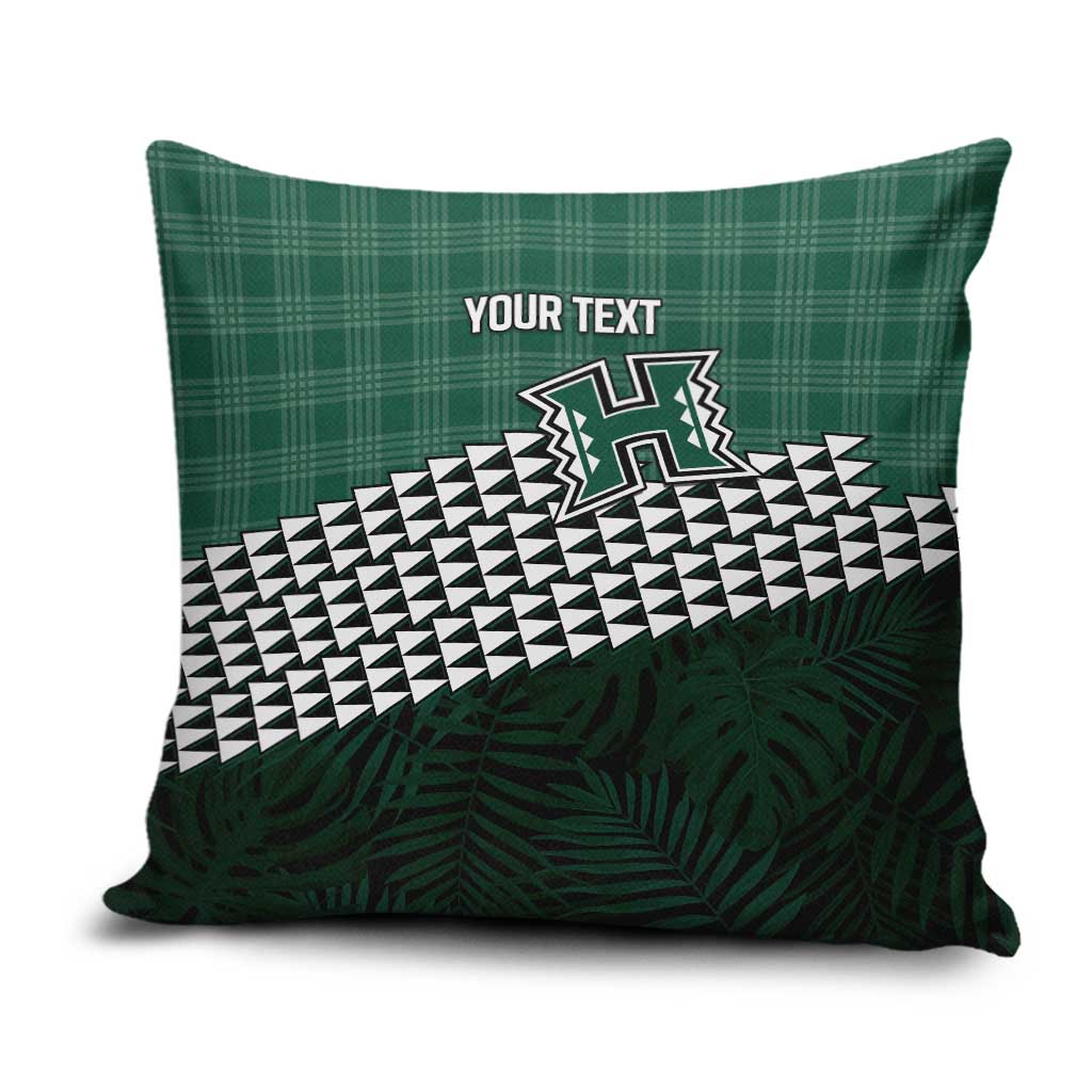 Rainbow Warriors Hawaii Personalized Palaka Pillow Cover LT7 Green - Polynesian Pride