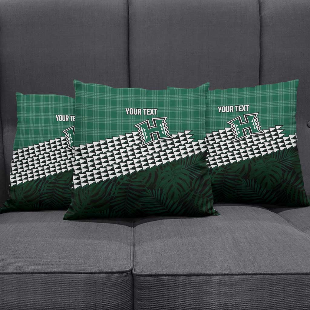 Rainbow Warriors Hawaii Personalized Palaka Pillow Cover - Polynesian Pride