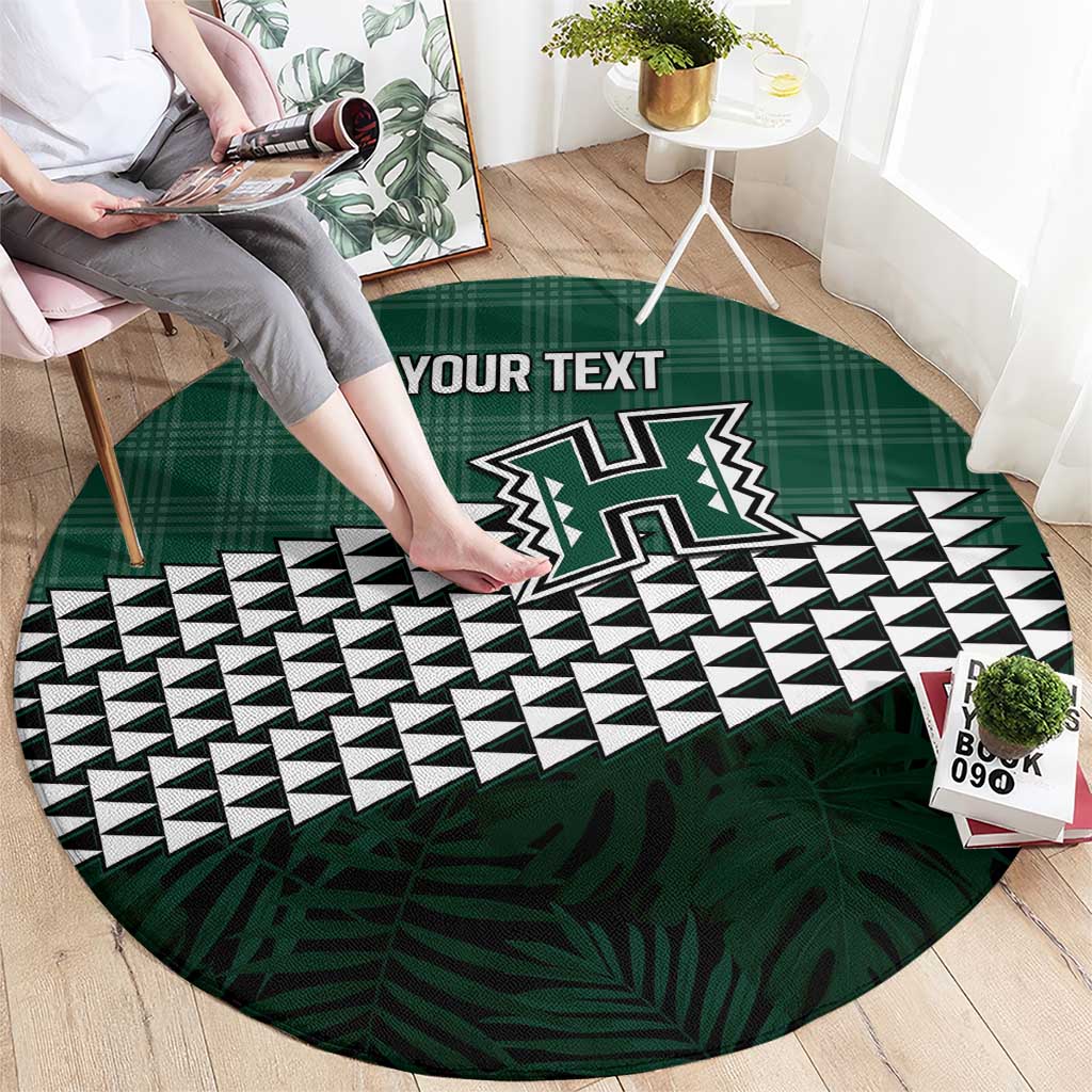 Rainbow Warriors Hawaii Personalized Palaka Round Carpet - Polynesian Pride