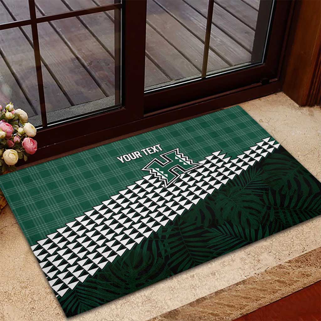 Rainbow Warriors Hawaii Personalized Palaka Rubber Doormat - Polynesian Pride