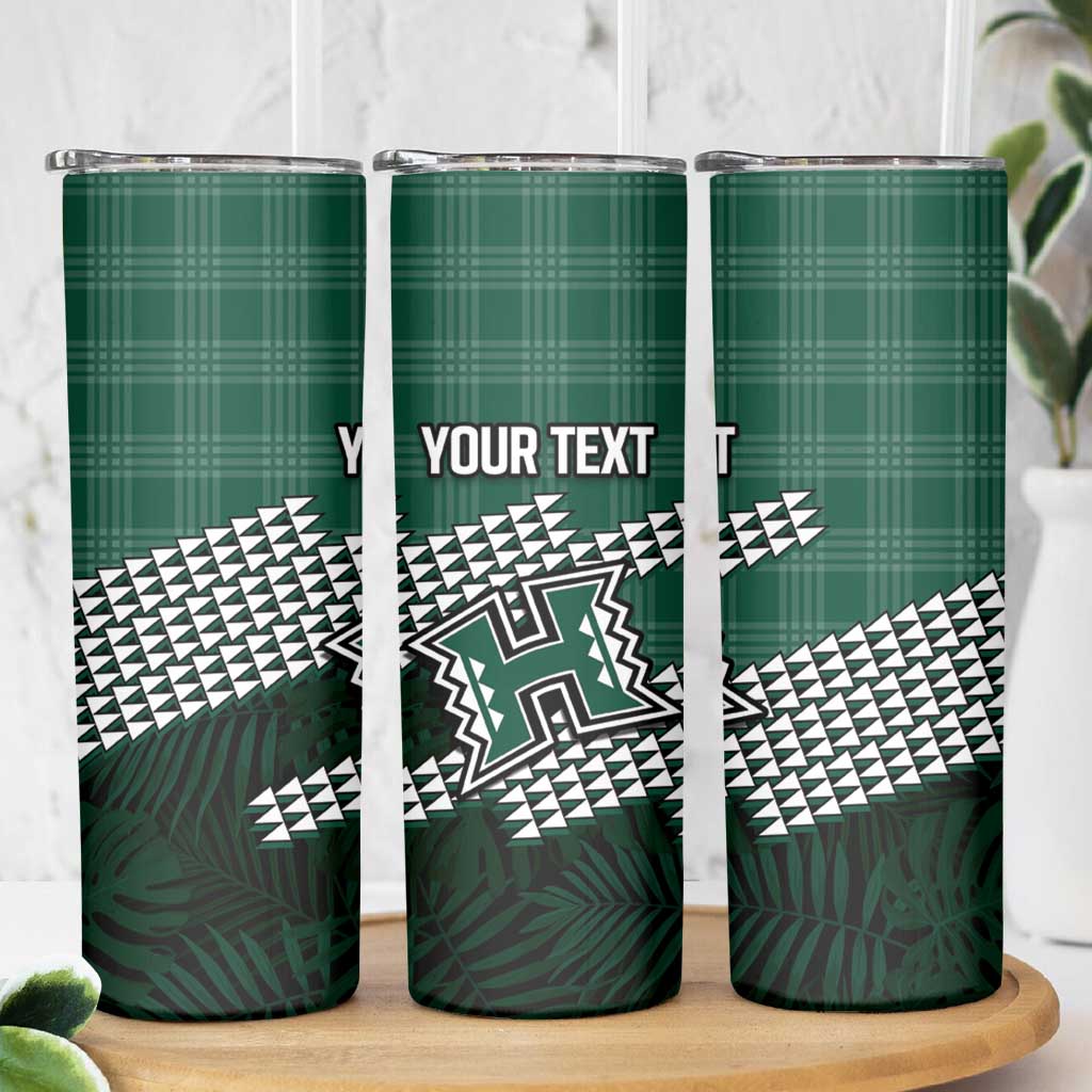 Rainbow Warriors Hawaii Personalized Palaka Skinny Tumbler - Polynesian Pride