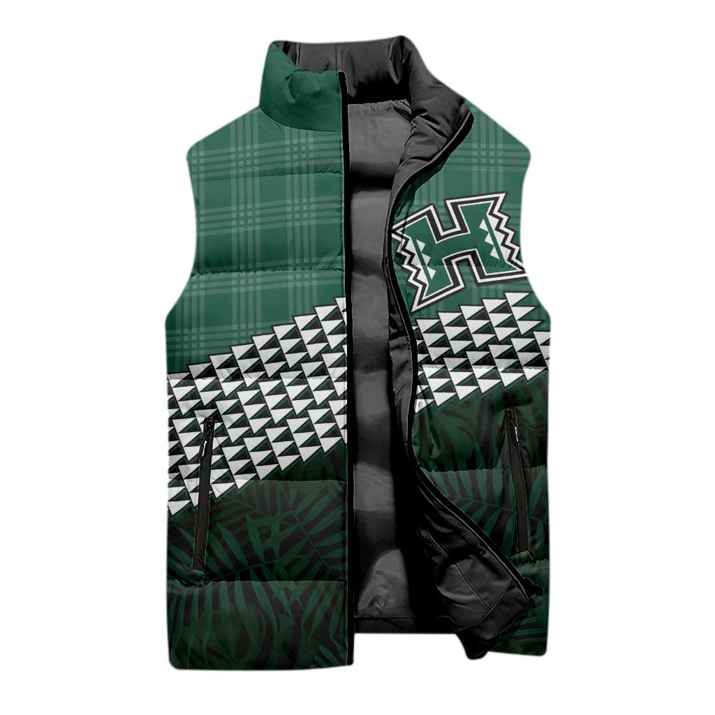 Rainbow Warriors Hawaii Personalized Palaka Sleeveless Puffer Jacket - Polynesian Pride