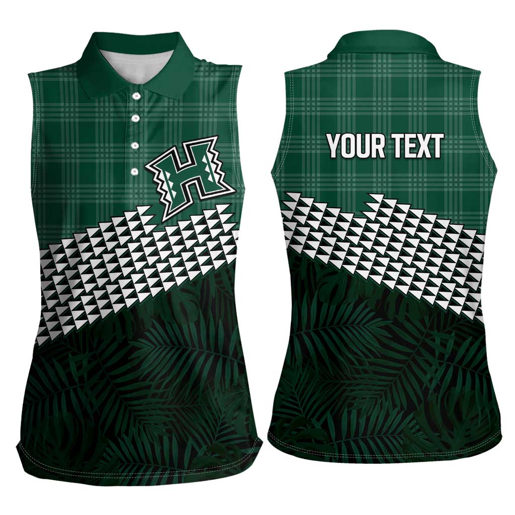 Rainbow Warriors Hawaii Personalized Palaka Women Sleeveless Polo Shirt - Polynesian Pride
