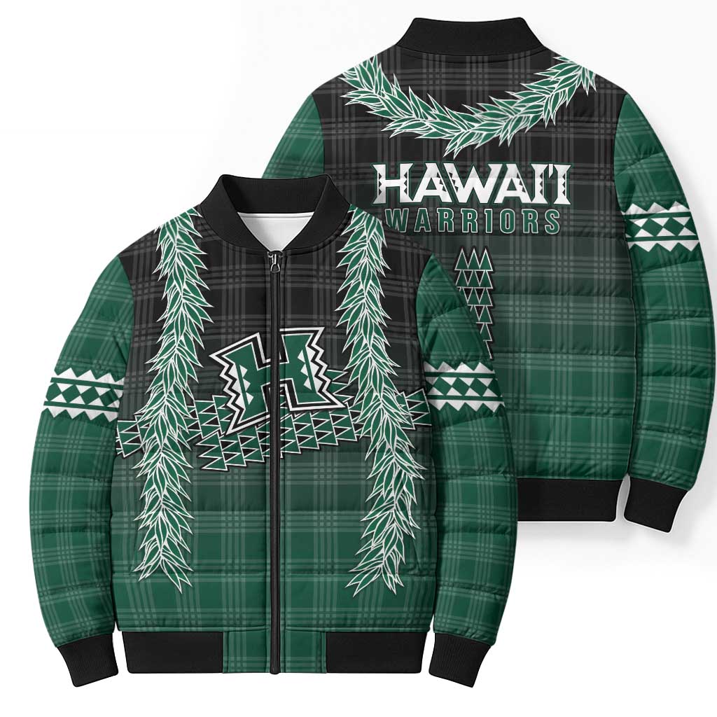 Rainbow Warriors Hawaii Palaka Bomber Puffer Jacket Maile Lei - Polynesian Pride
