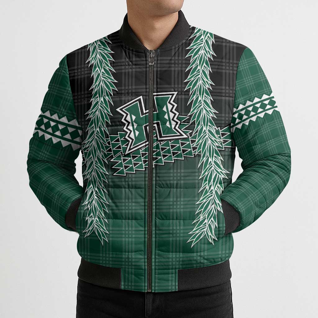 Rainbow Warriors Hawaii Palaka Bomber Puffer Jacket Maile Lei - Polynesian Pride
