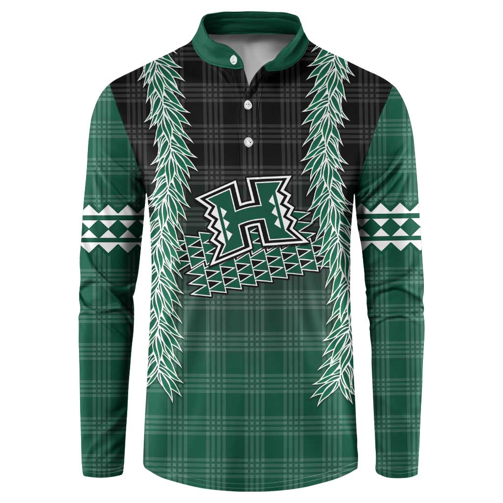 Rainbow Warriors Hawaii Palaka Button Sweatshirt Maile Lei - Polynesian Pride