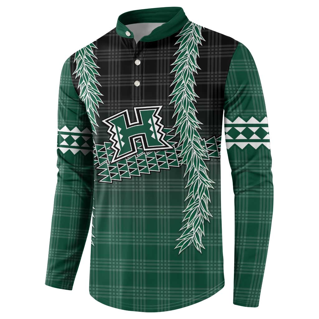 Rainbow Warriors Hawaii Palaka Button Sweatshirt Maile Lei - Polynesian Pride