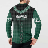 Rainbow Warriors Hawaii Palaka Button Sweatshirt Maile Lei - Polynesian Pride