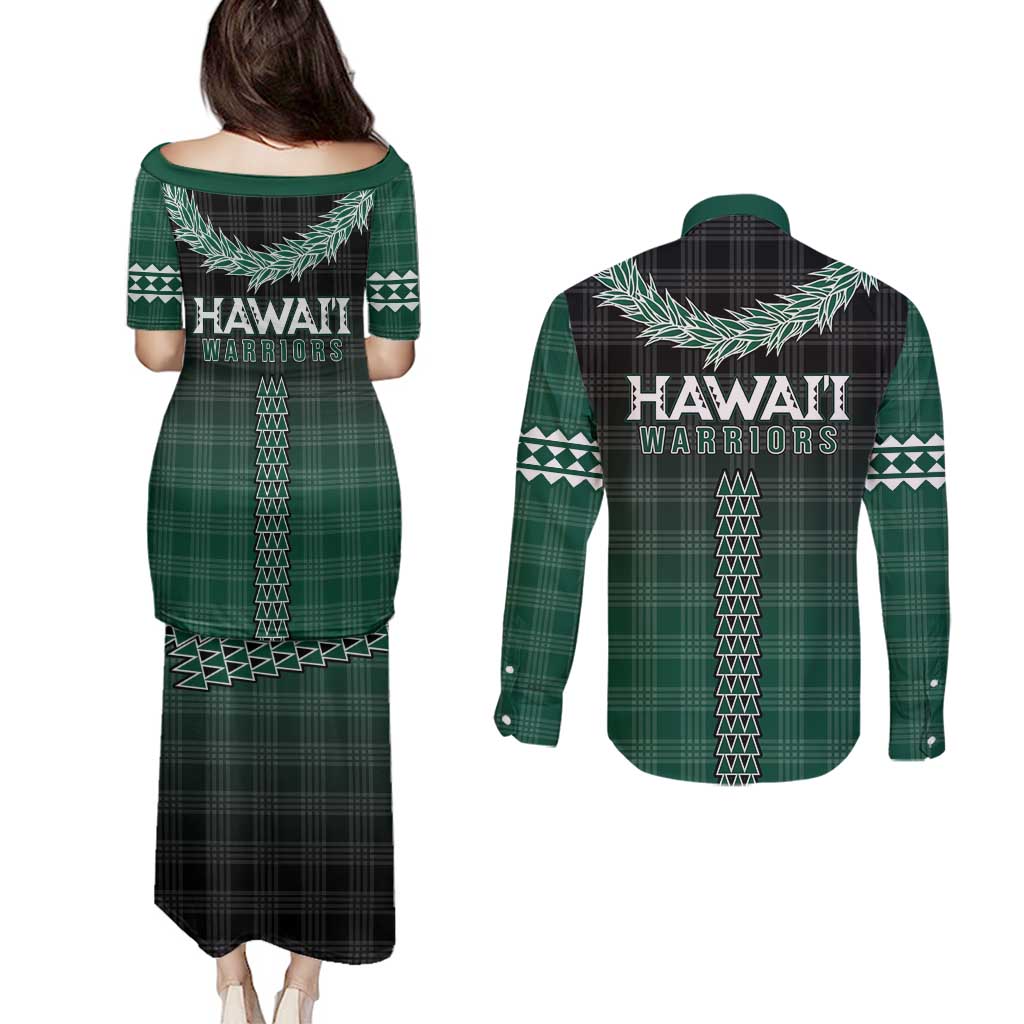 Rainbow Warriors Hawaii Palaka Couples Matching Puletasi and Long Sleeve Button Shirt Maile Lei - Polynesian Pride