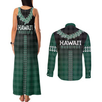 Rainbow Warriors Hawaii Palaka Couples Matching Tank Maxi Dress and Long Sleeve Button Shirt Maile Lei - Polynesian Pride
