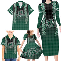 Rainbow Warriors Hawaii Palaka Family Matching Long Sleeve Bodycon Dress and Hawaiian Shirt Maile Lei - Polynesian Pride