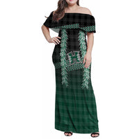 Rainbow Warriors Hawaii Palaka Family Matching Off Shoulder Maxi Dress and Hawaiian Shirt Maile Lei - Polynesian Pride