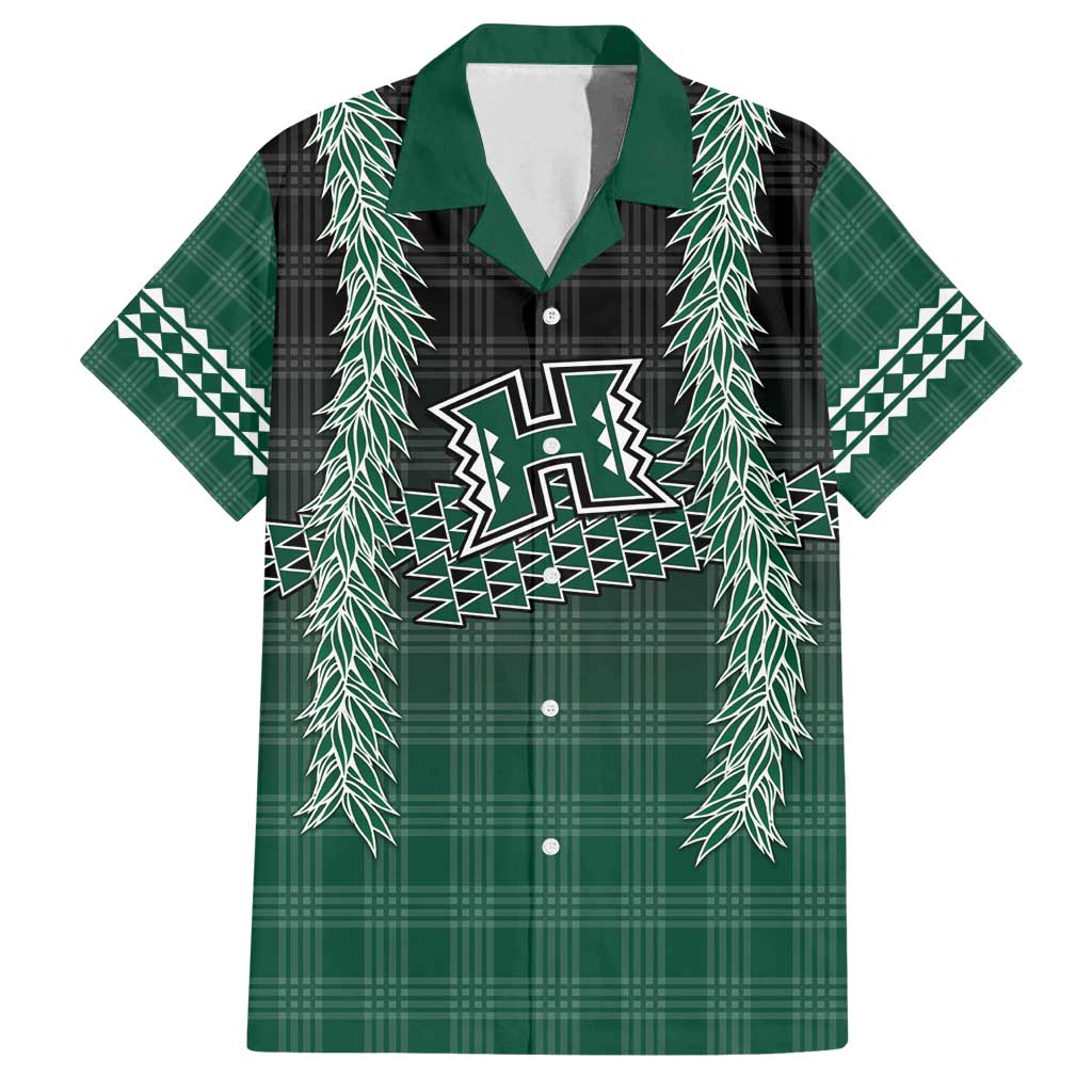 Rainbow Warriors Hawaii Palaka Family Matching Off Shoulder Short Dress and Hawaiian Shirt Maile Lei - Polynesian Pride