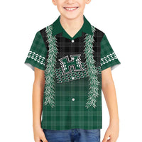 Rainbow Warriors Hawaii Palaka Family Matching Off Shoulder Short Dress and Hawaiian Shirt Maile Lei - Polynesian Pride