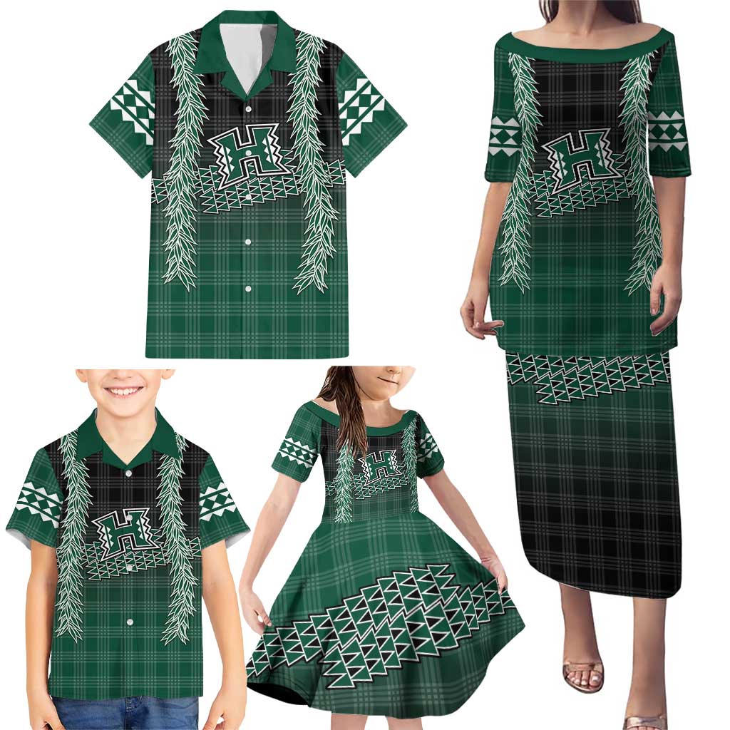 Rainbow Warriors Hawaii Palaka Family Matching Puletasi and Hawaiian Shirt Maile Lei - Polynesian Pride