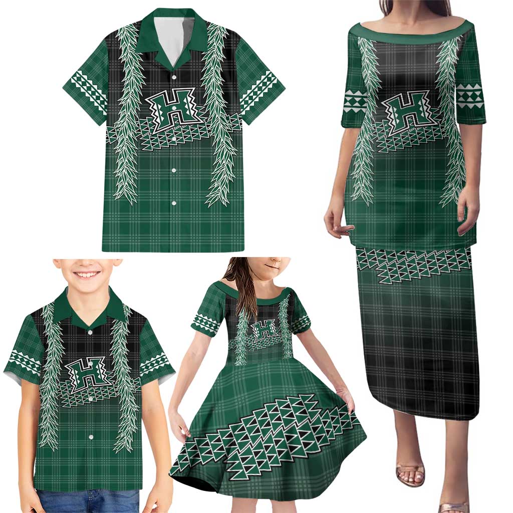 Rainbow Warriors Hawaii Palaka Family Matching Puletasi and Hawaiian Shirt Maile Lei - Polynesian Pride