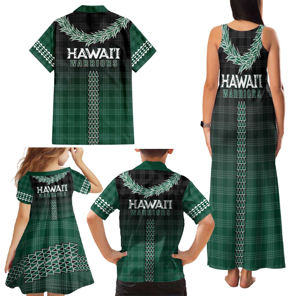 Rainbow Warriors Hawaii Palaka Family Matching Tank Maxi Dress and Hawaiian Shirt Maile Lei - Polynesian Pride