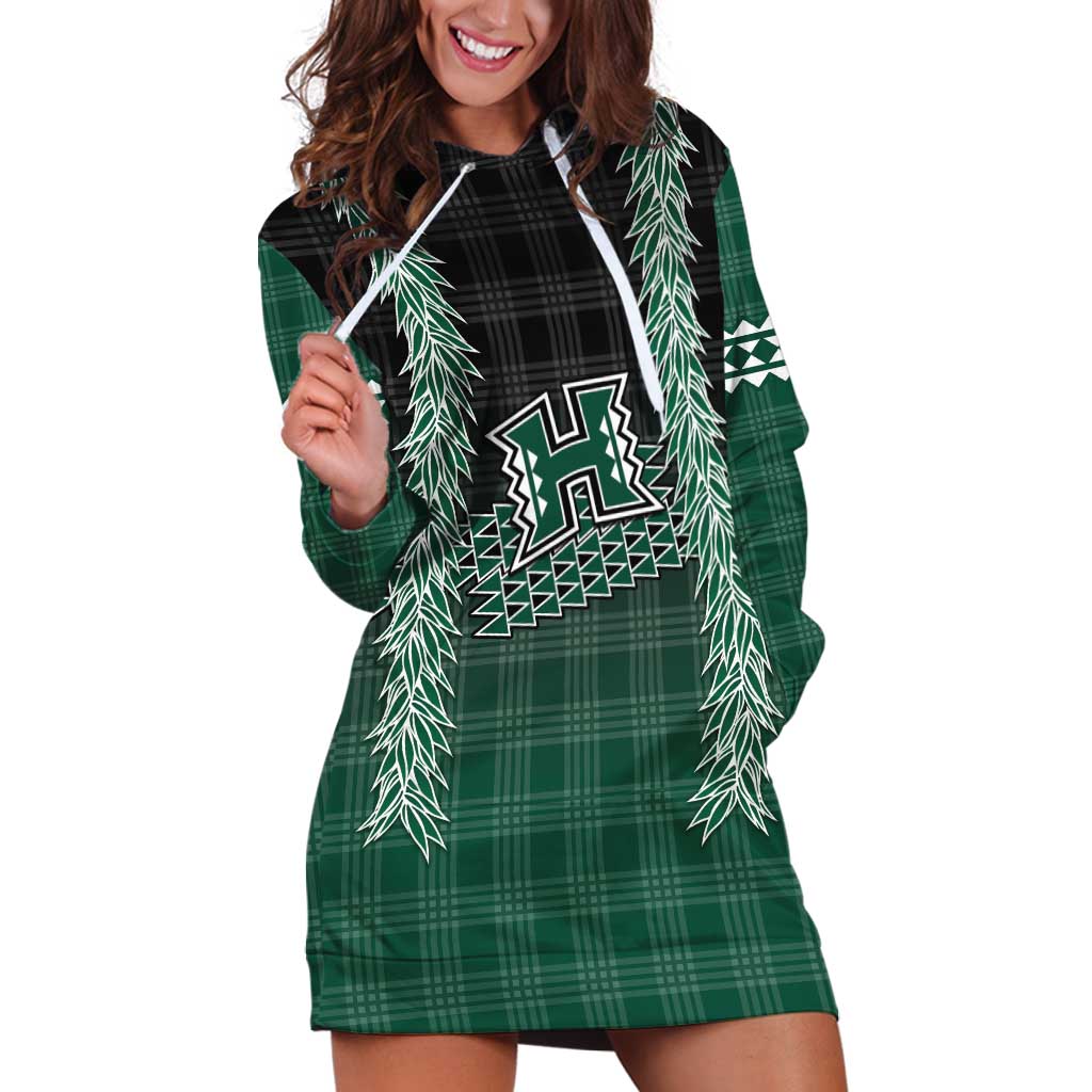 Rainbow Warriors Hawaii Palaka Hoodie Dress Maile Lei LT7 Dark Green - Polynesian Pride