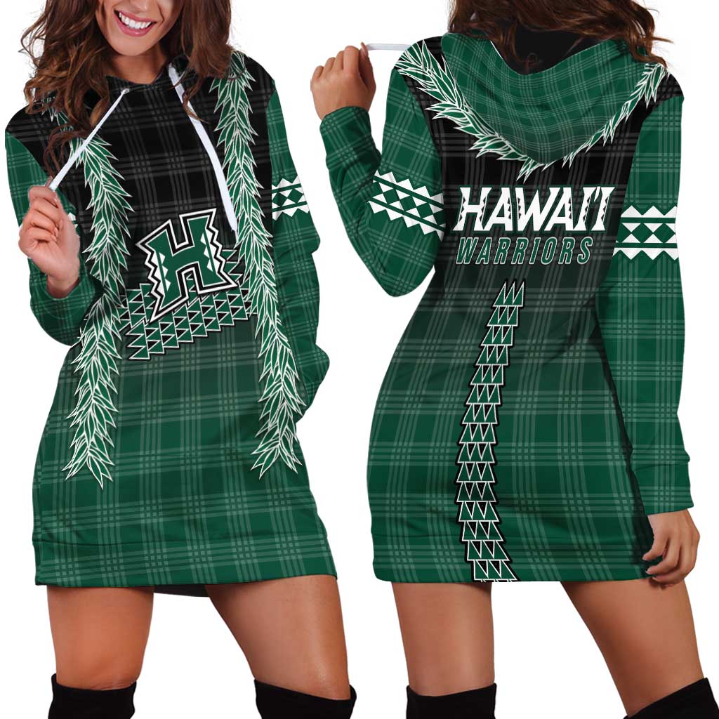 Rainbow Warriors Hawaii Palaka Hoodie Dress Maile Lei - Polynesian Pride