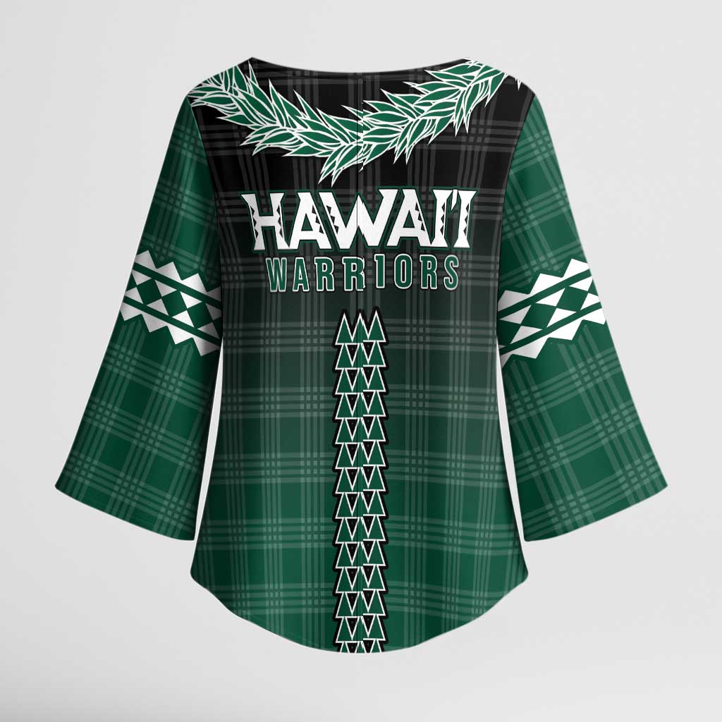 Rainbow Warriors Hawaii Palaka Kimono Sleeve Blouse Maile Lei - Polynesian Pride