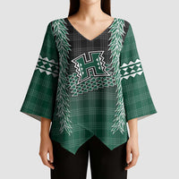 Rainbow Warriors Hawaii Palaka Kimono Sleeve Blouse Maile Lei - Polynesian Pride