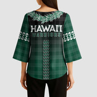 Rainbow Warriors Hawaii Palaka Kimono Sleeve Blouse Maile Lei - Polynesian Pride