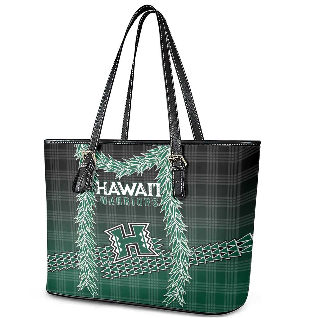 Rainbow Warriors Hawaii Palaka Leather Tote Bag Maile Lei - Polynesian Pride