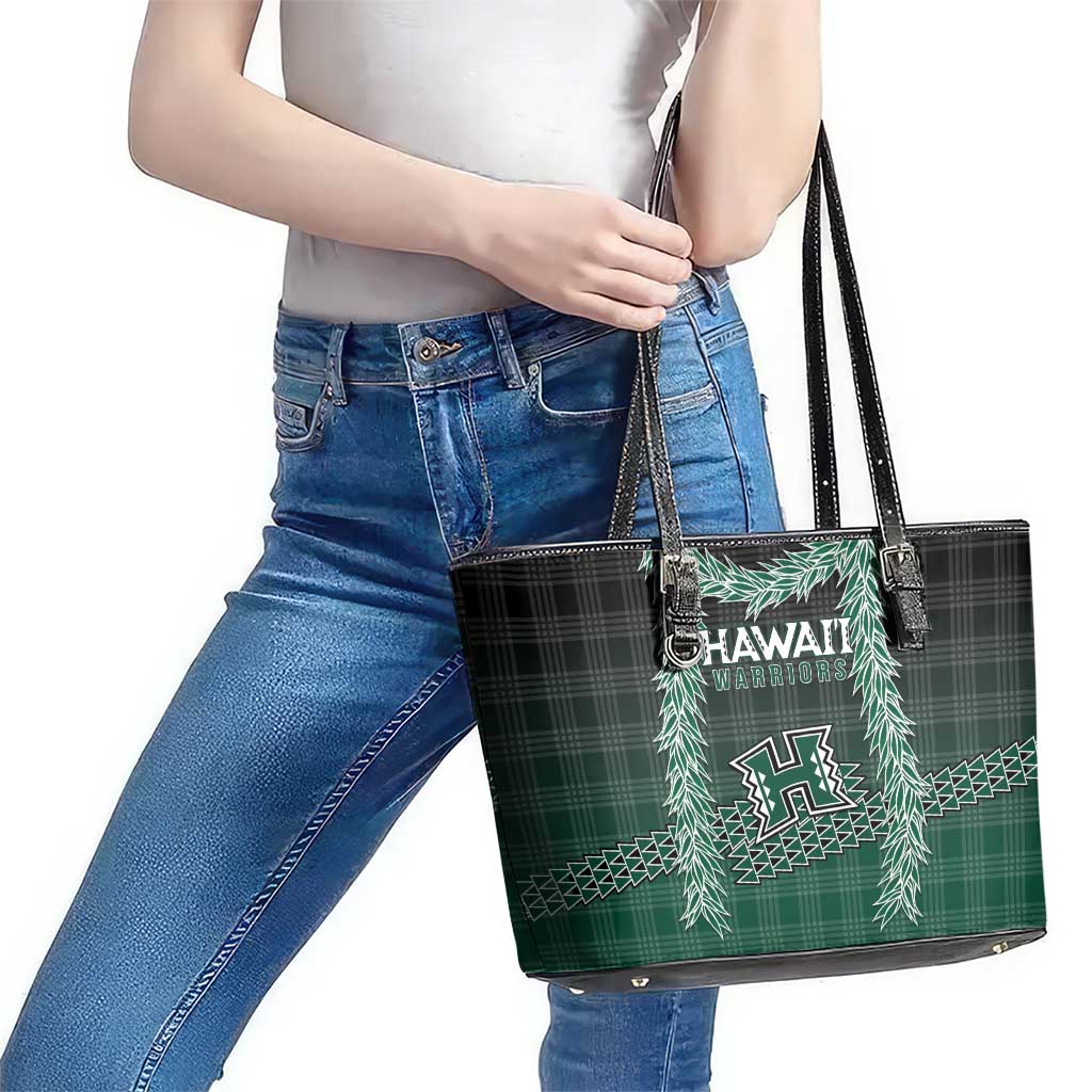 Rainbow Warriors Hawaii Palaka Leather Tote Bag Maile Lei - Polynesian Pride