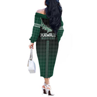 Rainbow Warriors Hawaii Palaka Off The Shoulder Long Sleeve Dress Maile Lei - Polynesian Pride