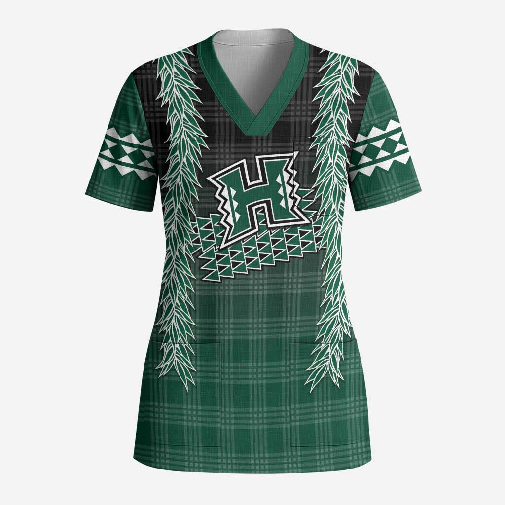 Rainbow Warriors Hawaii Palaka Scrub Top Maile Lei - Polynesian Pride