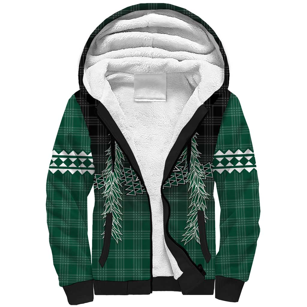 Rainbow Warriors Hawaii Palaka Sherpa Hoodie Maile Lei LT7 Unisex Dark Green - Polynesian Pride