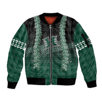 Rainbow Warriors Hawaii Palaka Sleeve Zip Bomber Jacket Maile Lei - Polynesian Pride