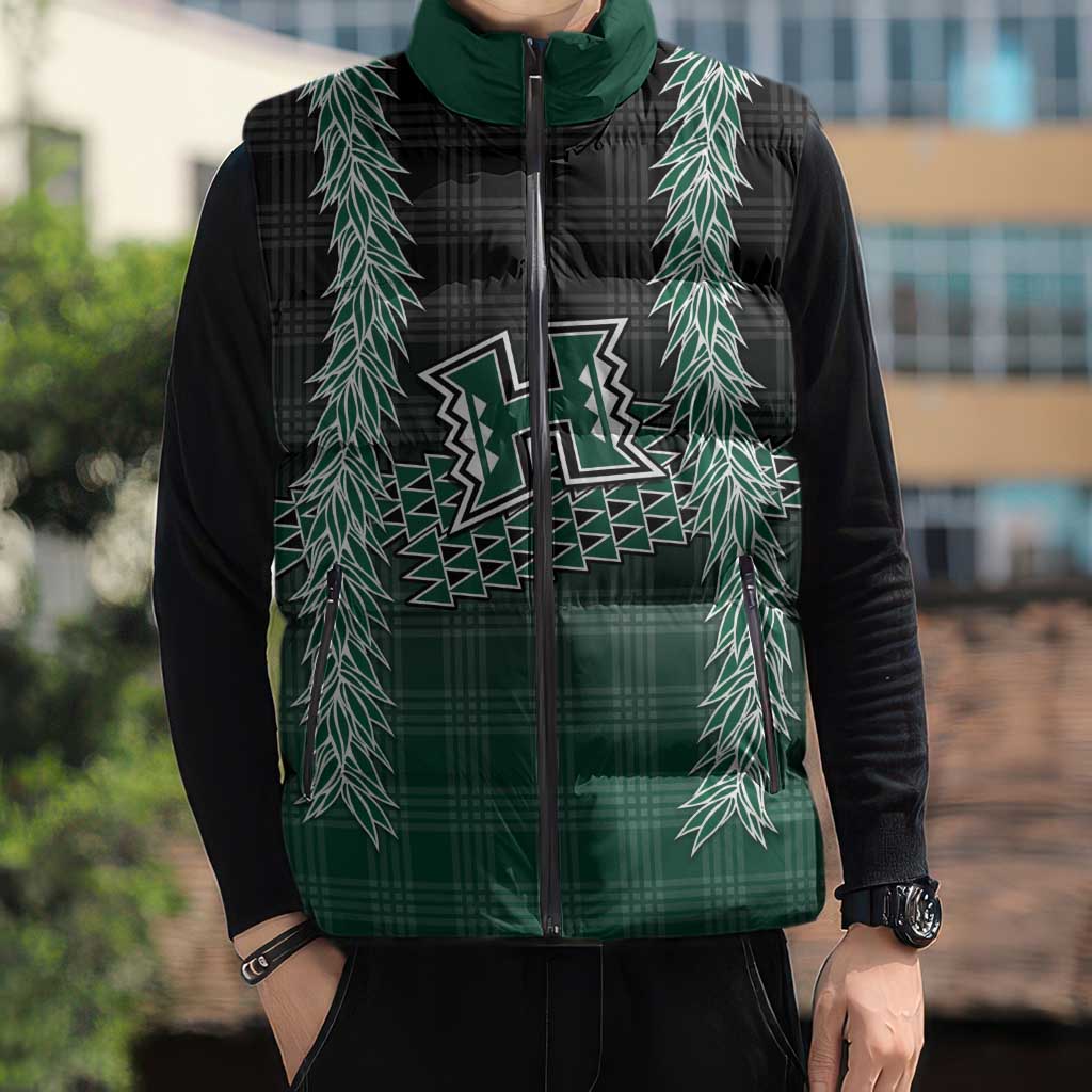 Rainbow Warriors Hawaii Palaka Sleeveless Puffer Jacket Maile Lei - Polynesian Pride